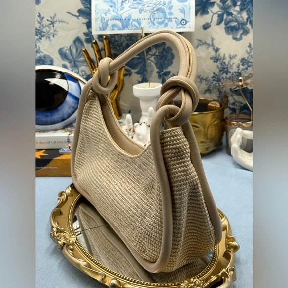 🆕 CULT GAIA 🧿 NWOT Brisa Woven Raffia Knotted Shoulder Bag, Cream / Natural - Picture 4 of 15
